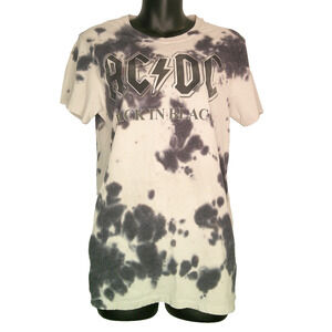 ACDC Back in Black Men's Small T-Shirt Light, Dark Gray Tie Dye